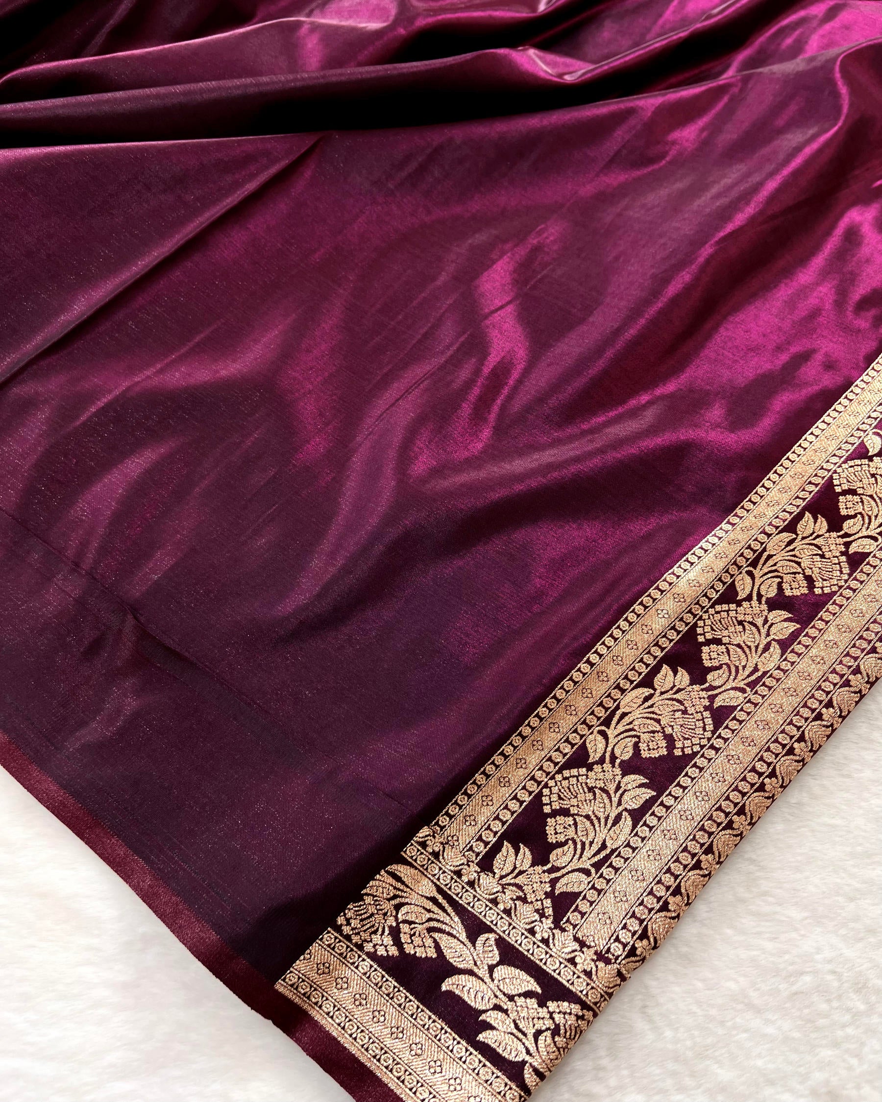 Wine Shades Banarasi Booti Mashru Satin Silk Saree - Niyarah