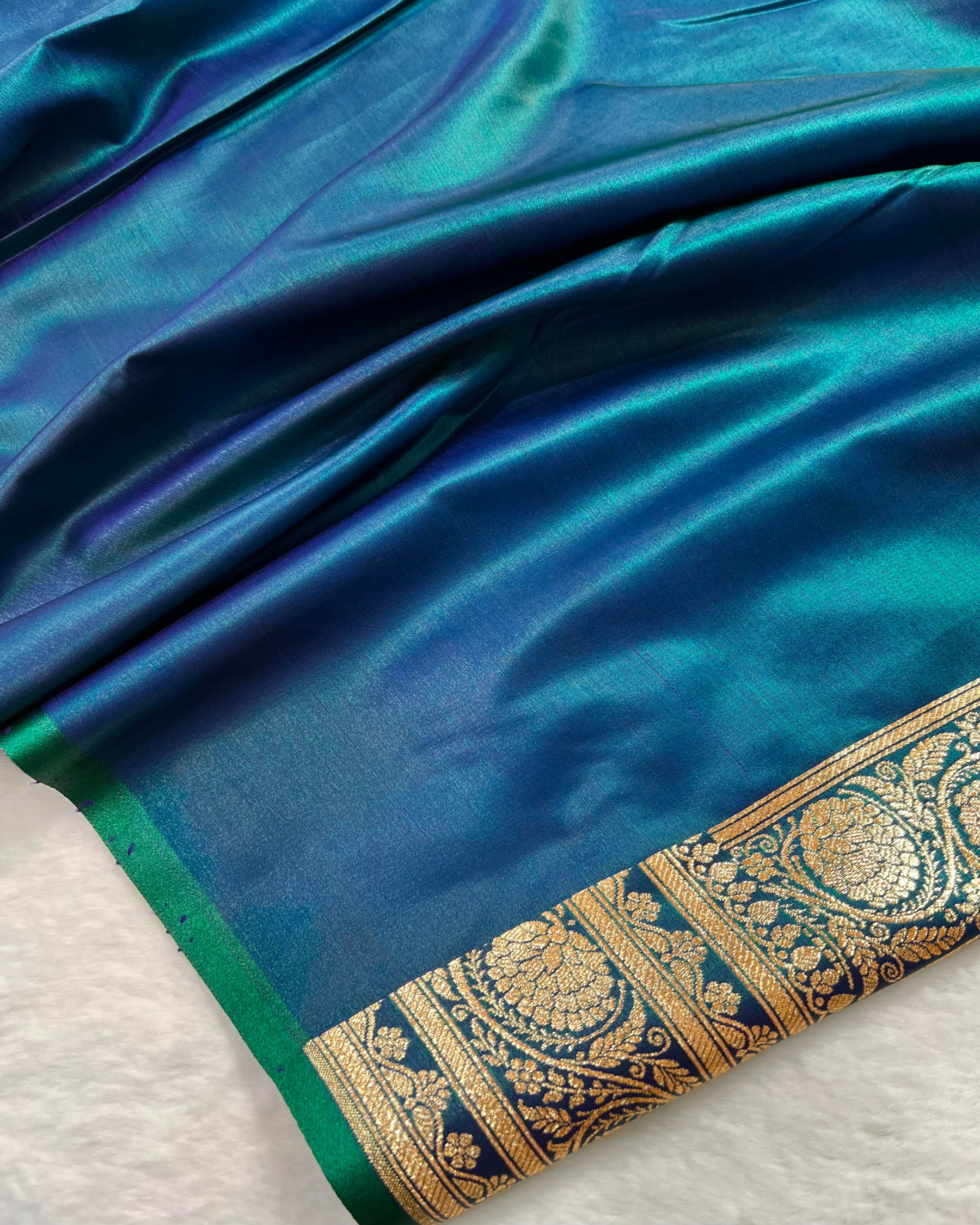 Cross Peacock Banarasi Boota Mashru Satin Silk Saree - Niyarah