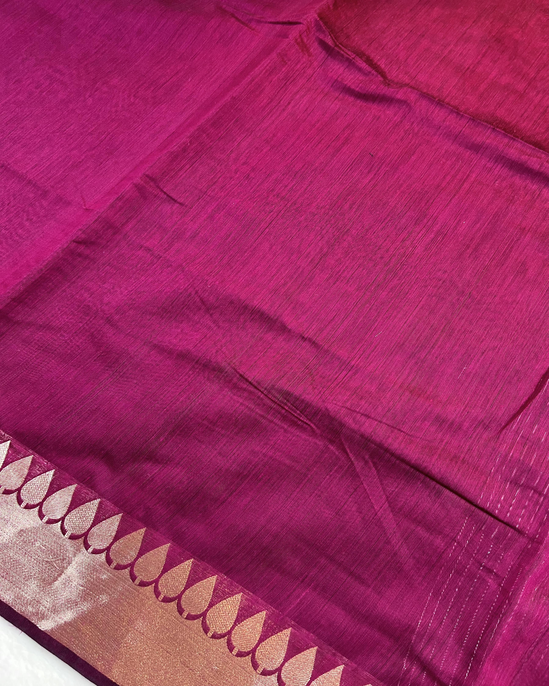 Daily Wear Rani Pink Plain Breathable Cotton Silk Saree - Niyarah