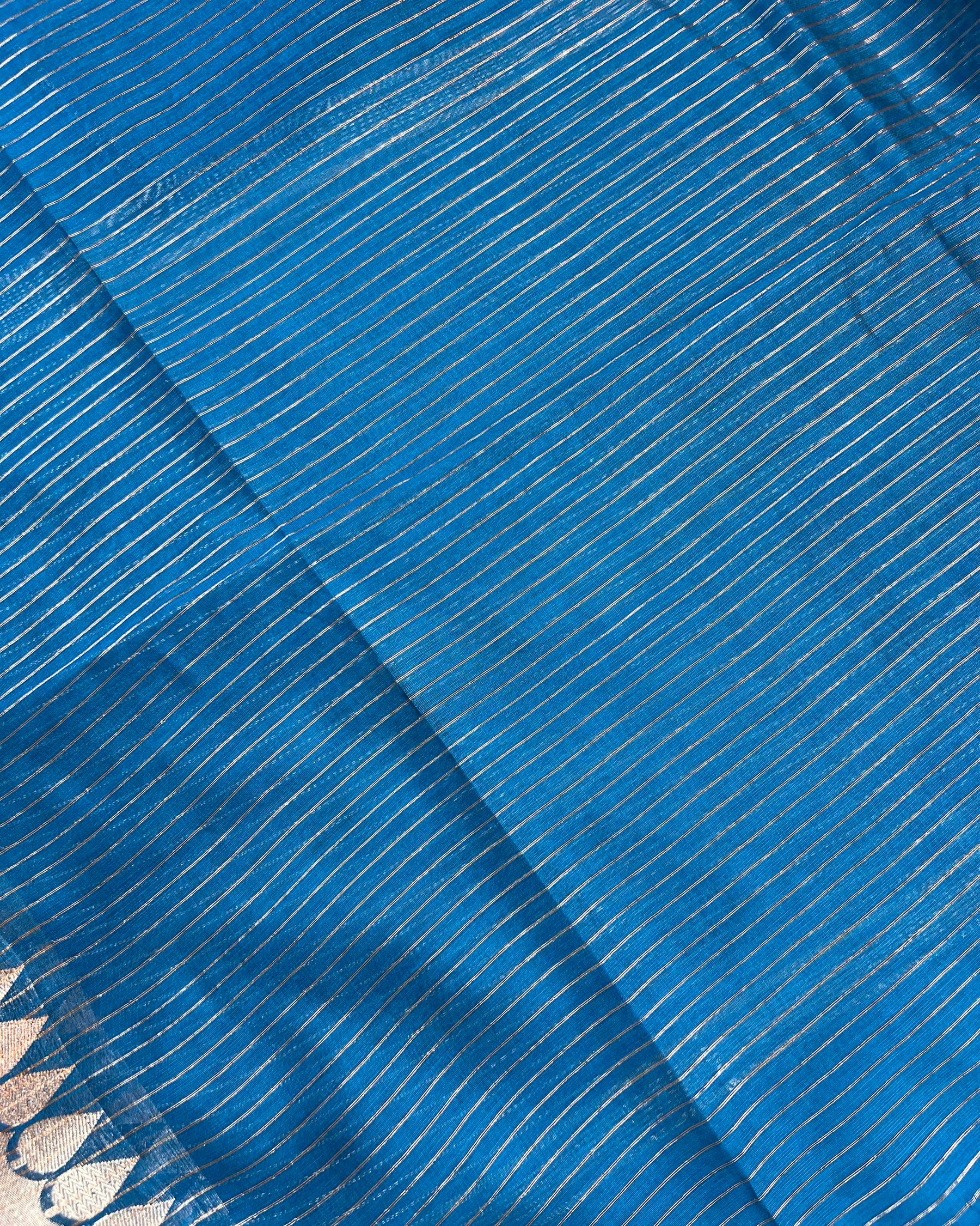 Daily Wear German Blue Plain Breathable Cotton Silk Saree - Niyarah
