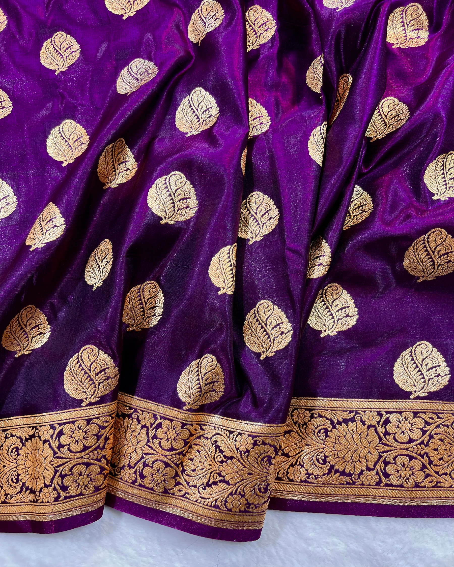 Purple Shades Banarasi Boota Satin Silk Saree - Niyarah