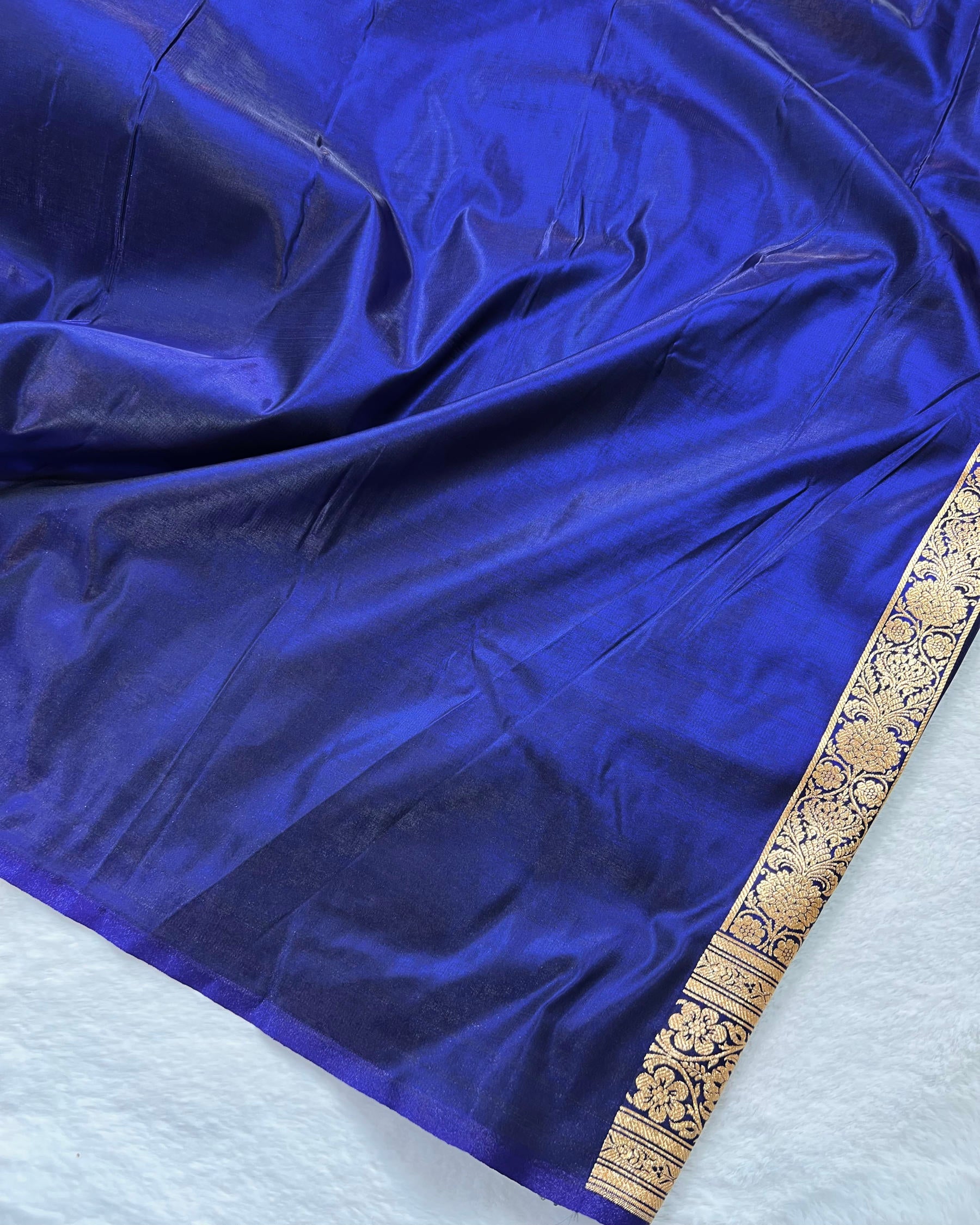 Royal Blue Shades Banarasi Boota Satin Silk Saree - Niyarah