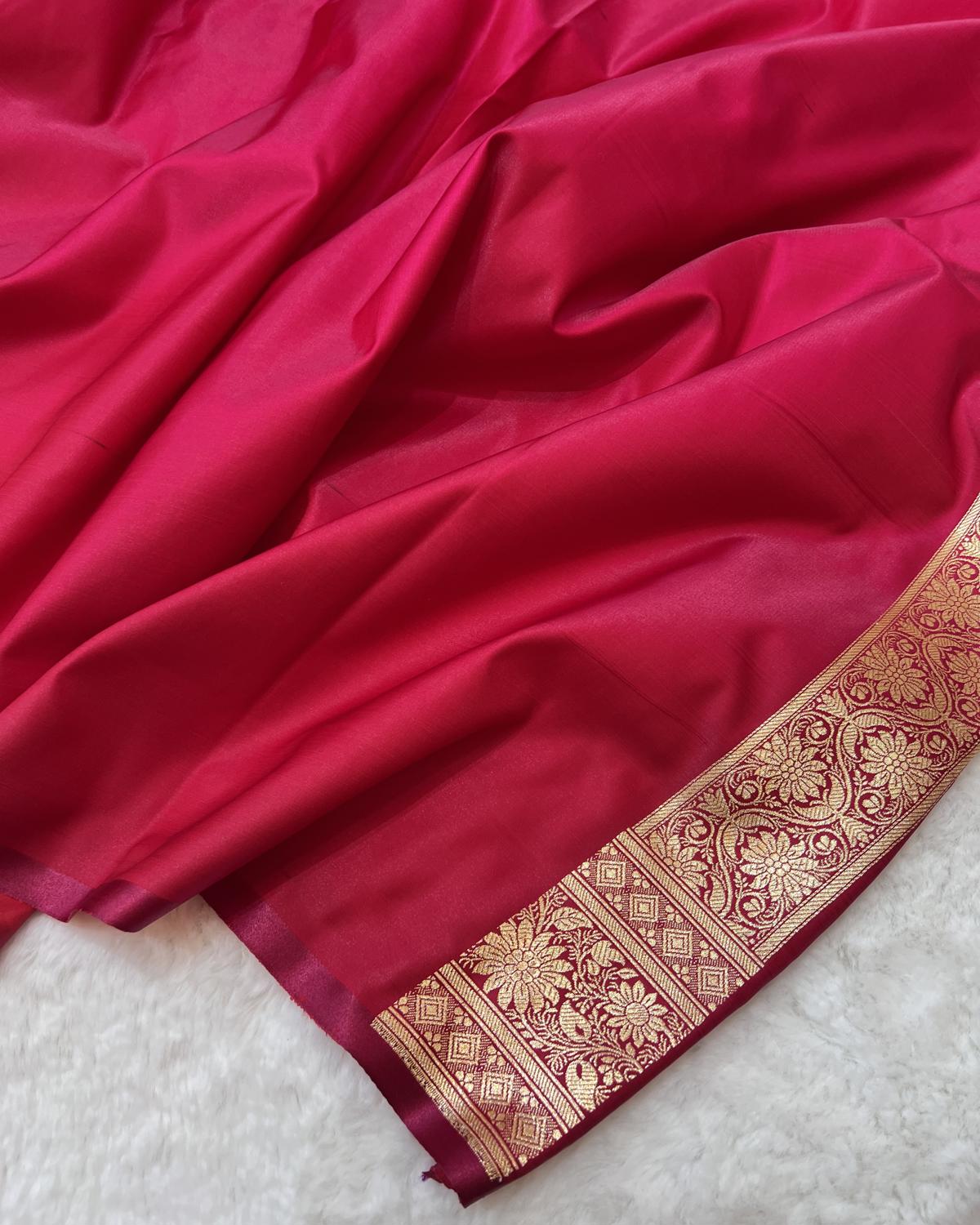 Rani Pink Shades Banarasi Multi Boota Satin Silk Saree with Rich Pallu