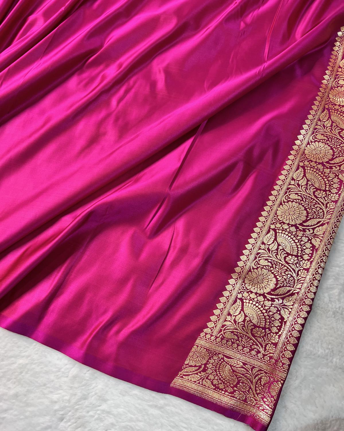 Rani Pink Shades Banarasi Boota Mashru Katan Silk Saree