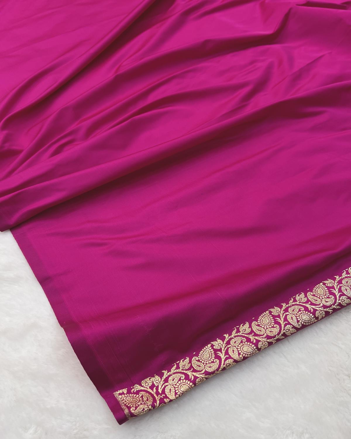 Rani Pink Shades Banarasi Boota Border Katan Silk Saree