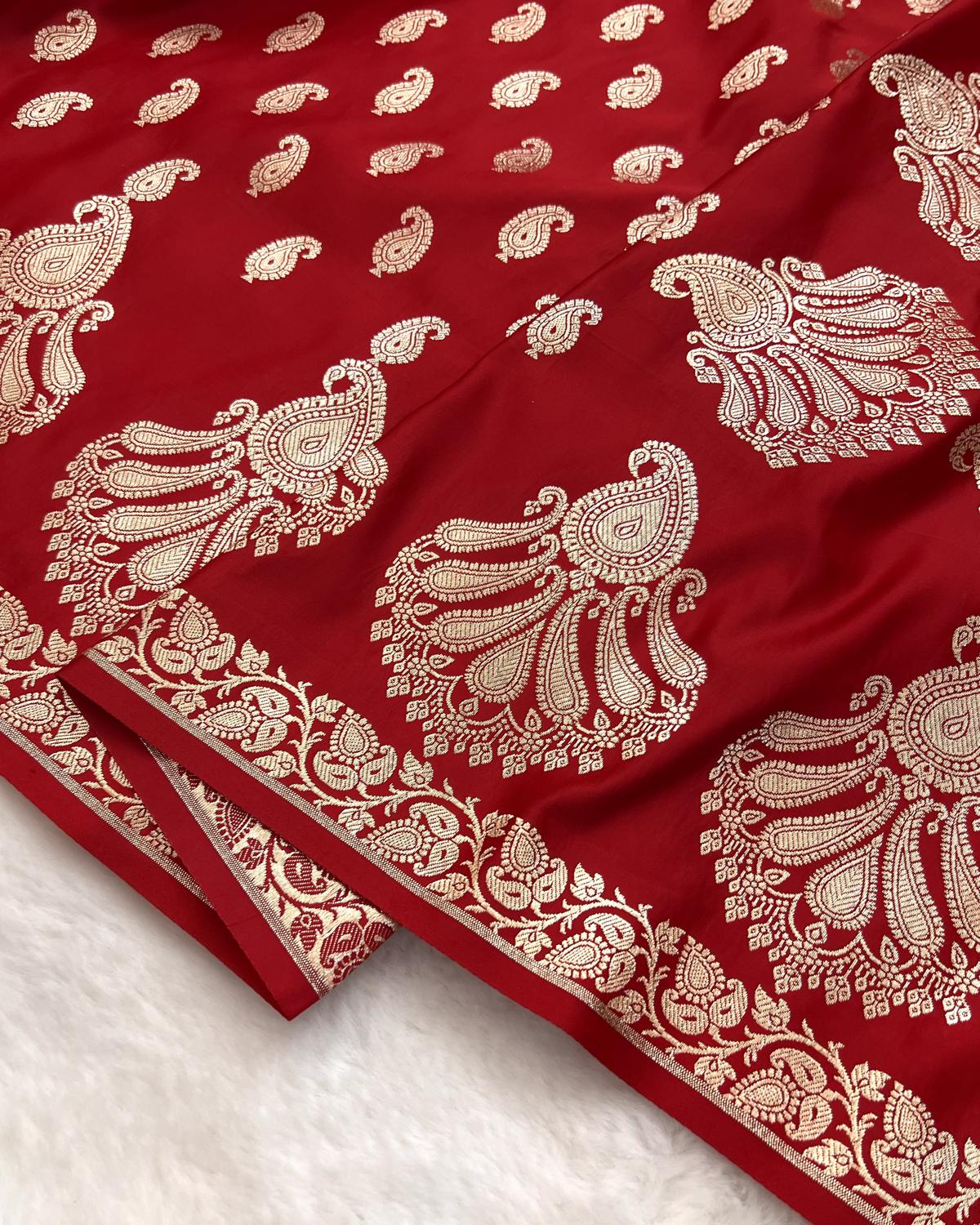 Red Shades Banarasi Boota Border Katan Silk Saree