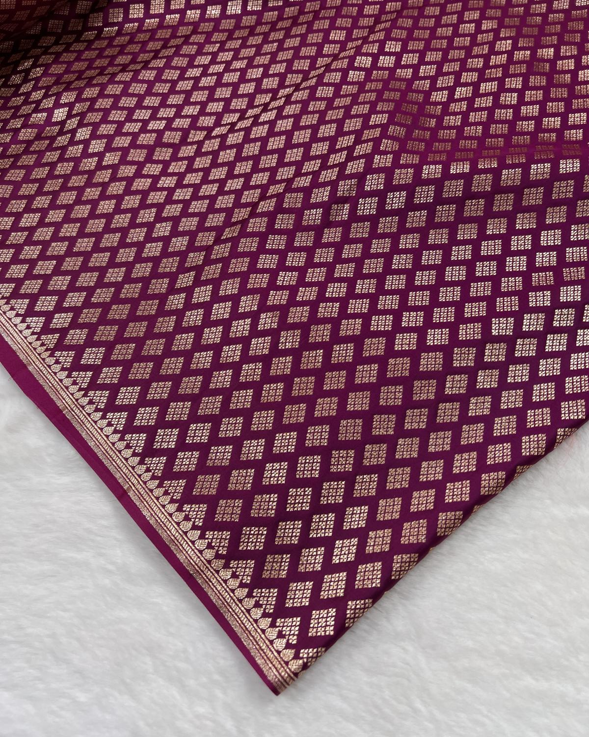 Purple Shades Banarasi Boota Border Mashru Katan Silk Saree