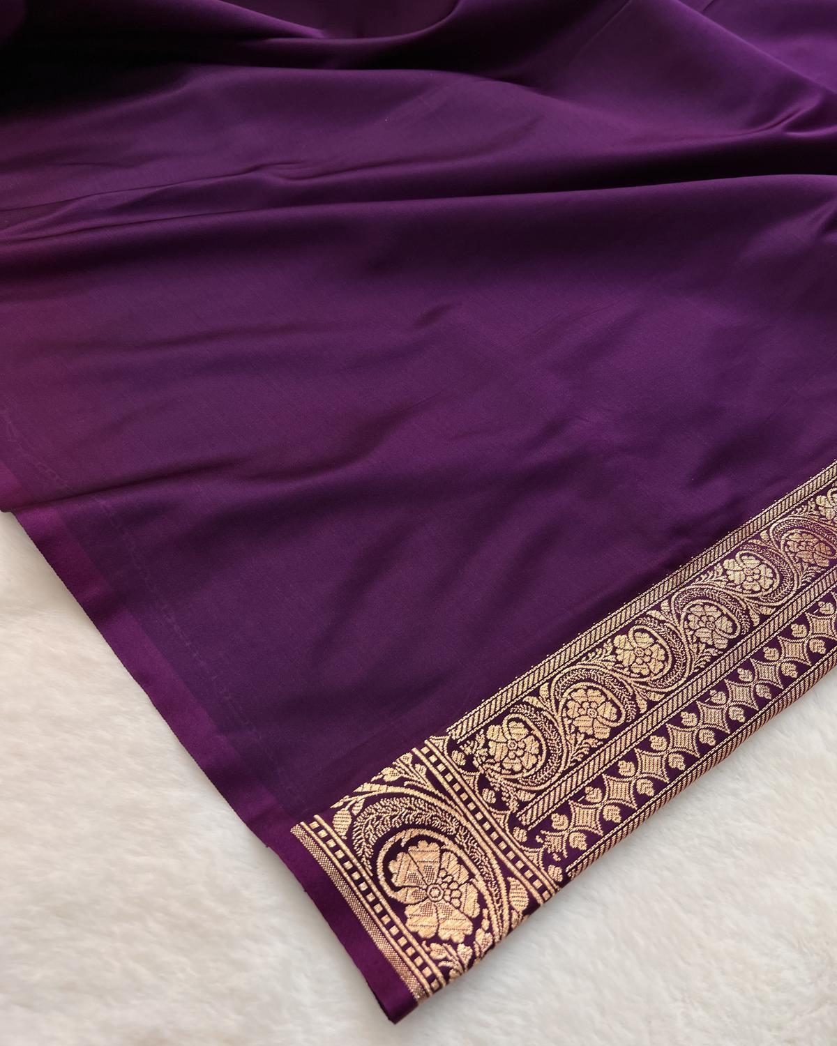 Matching Purple blouse piece with zari work for banarasi silk saree - Niyarah |buy budet saree