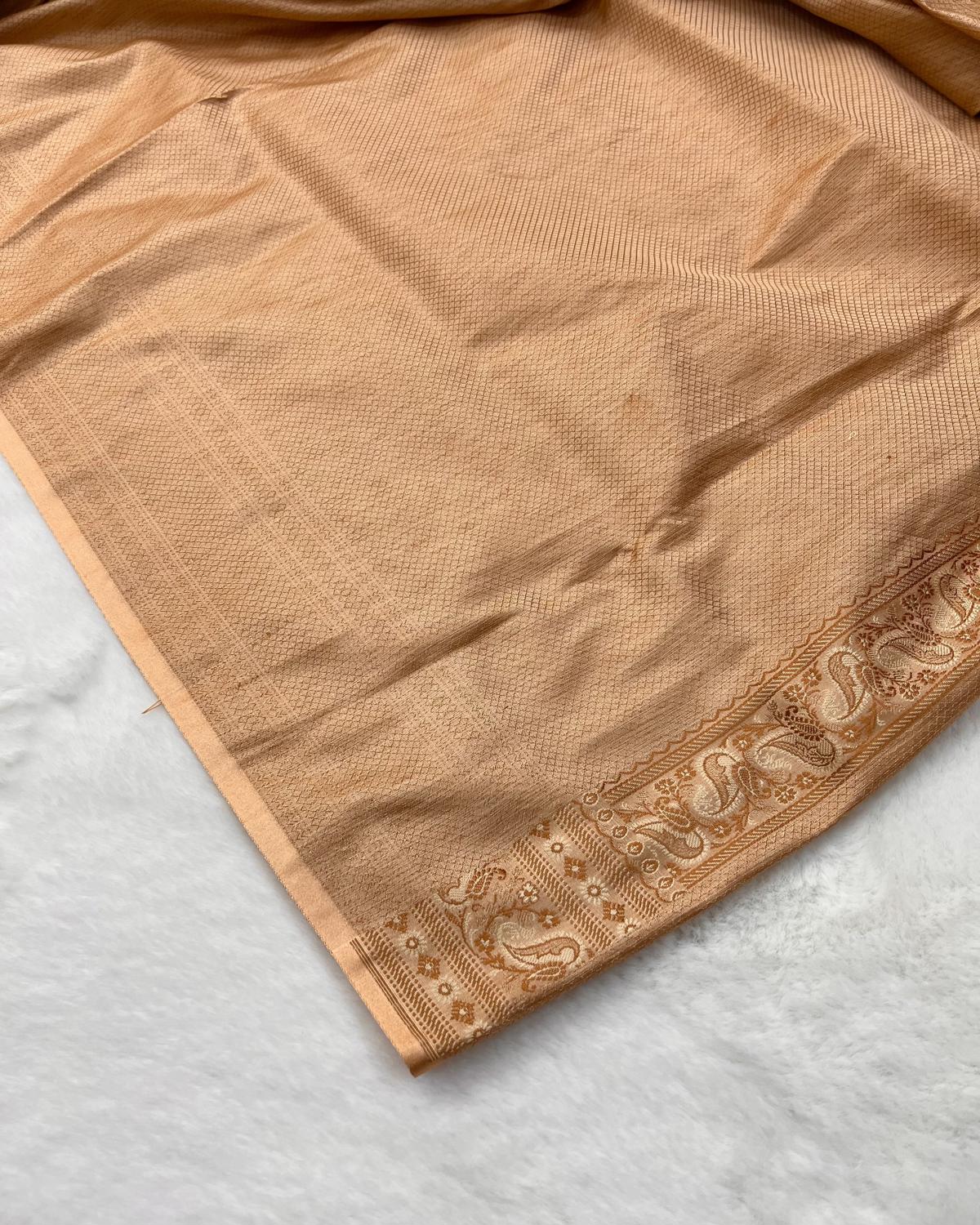 Beautiful Tussar Pashmina Floral Jaal Katan Silk Saree