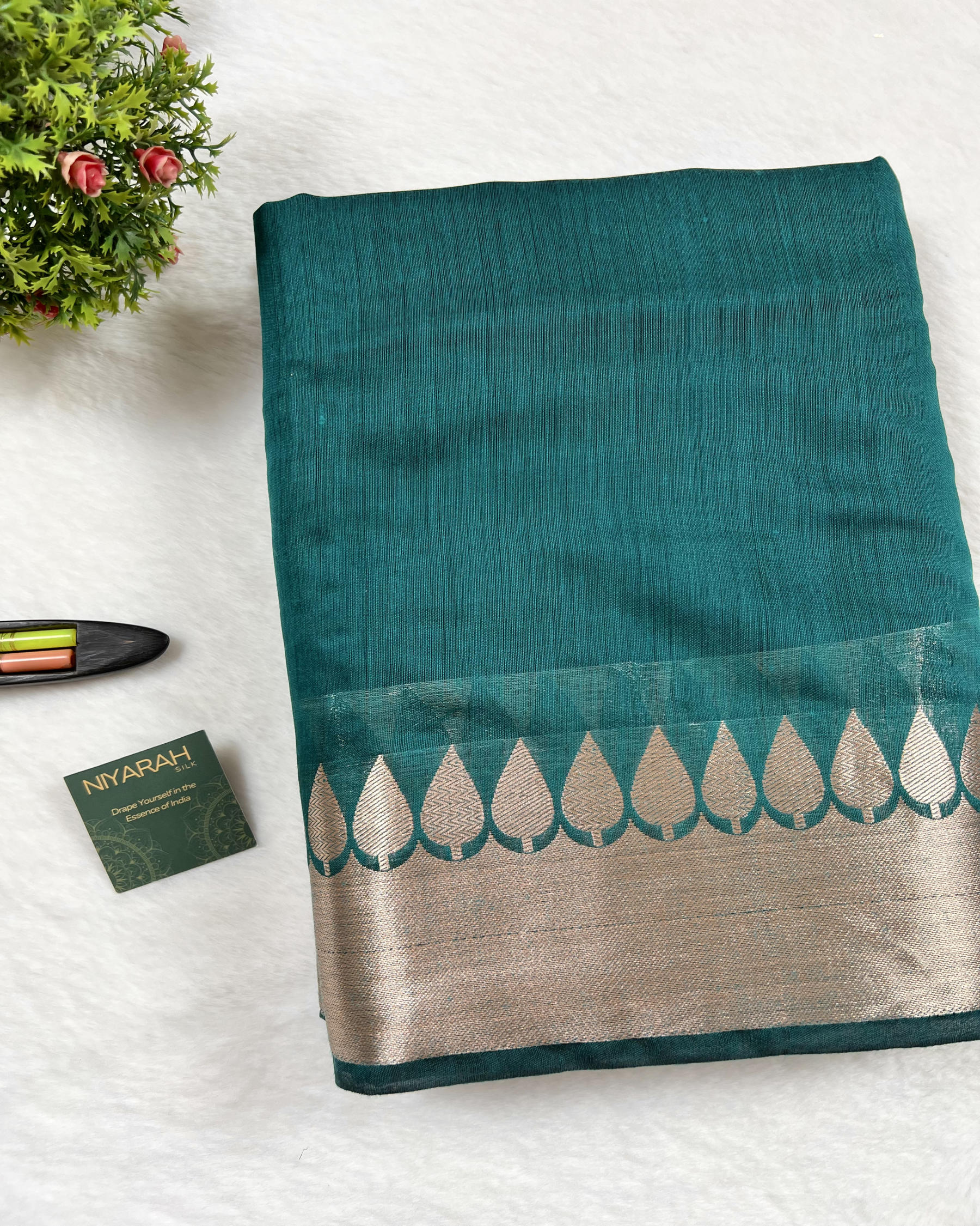Daily Wear Rama Plain Breathable Cotton Silk Saree - Niyarah