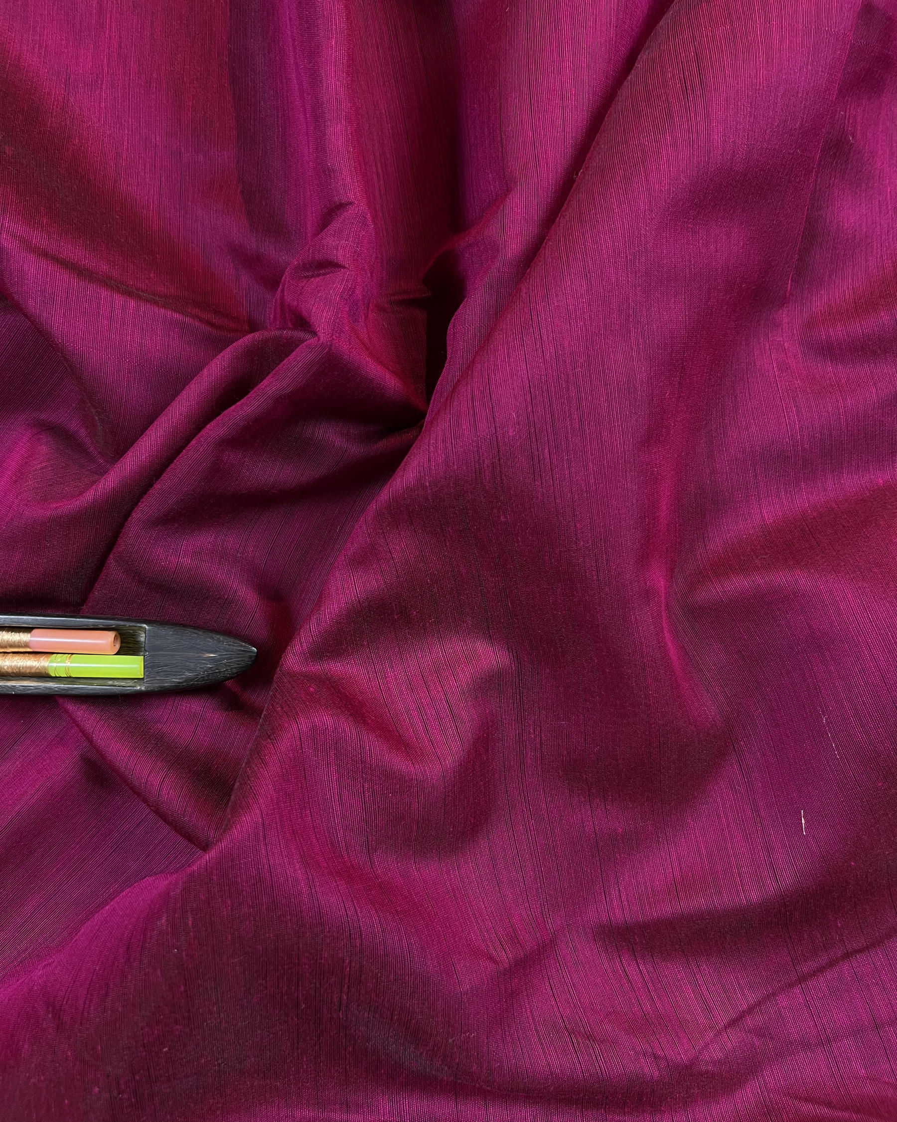 Daily Wear Rani Pink Plain Breathable Cotton Silk Saree - Niyarah