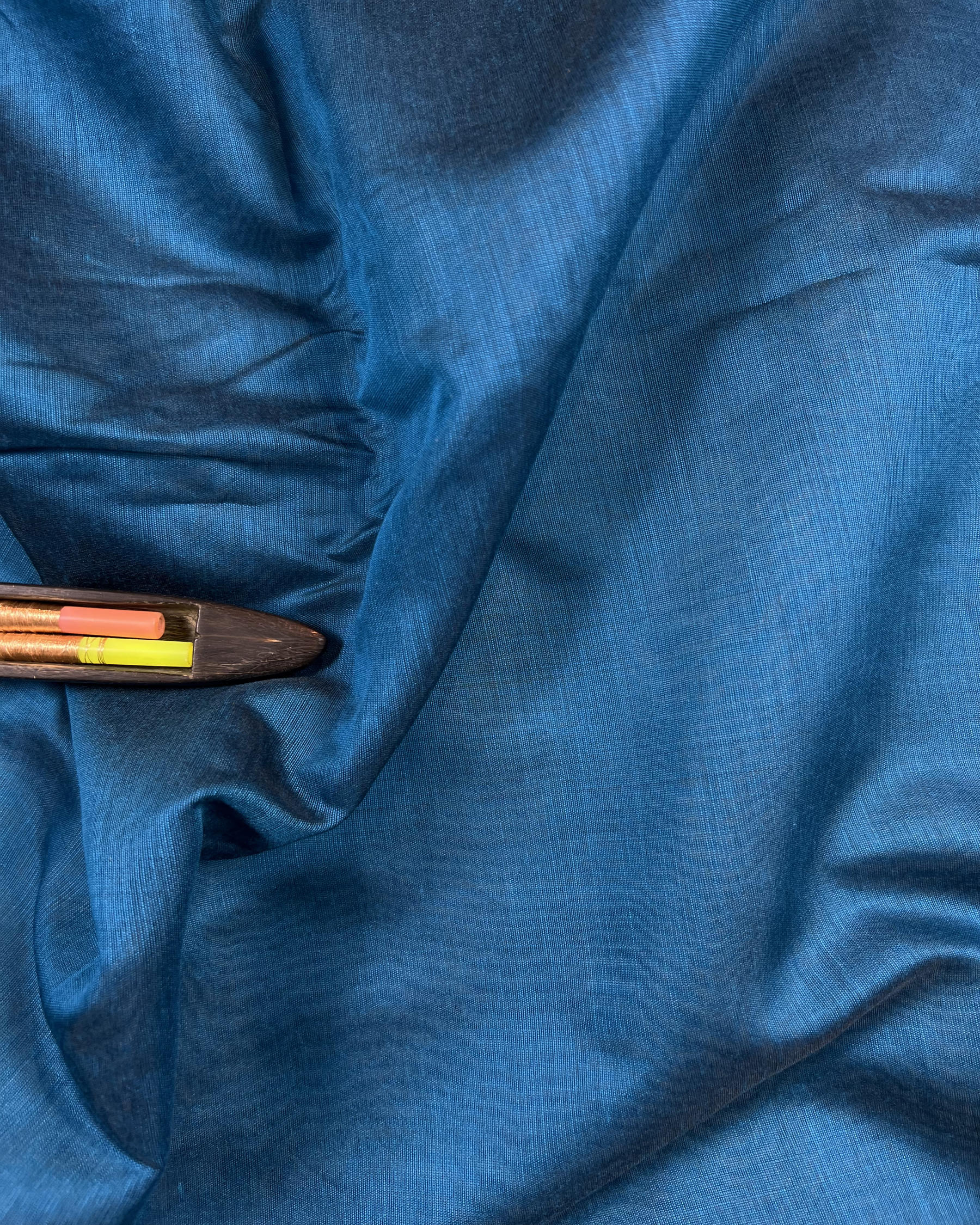 Daily Wear German Blue Plain Breathable Cotton Silk Saree - Niyarah