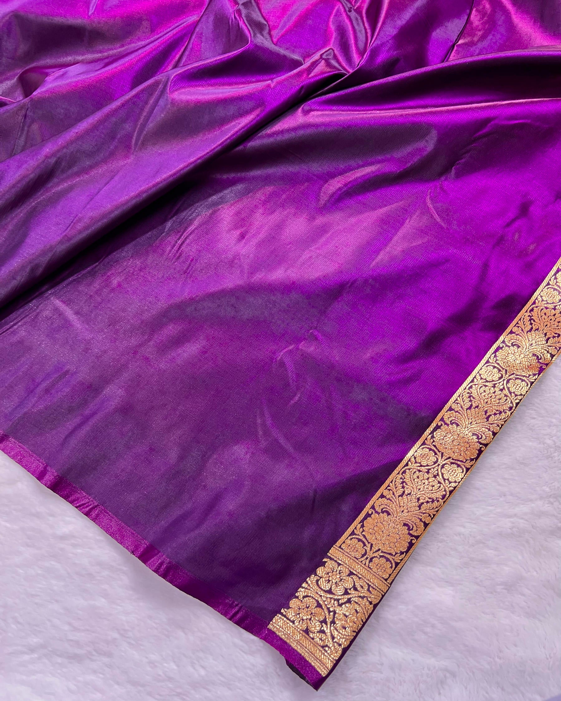 Purple Shades Banarasi Boota Satin Silk Saree - Niyarah