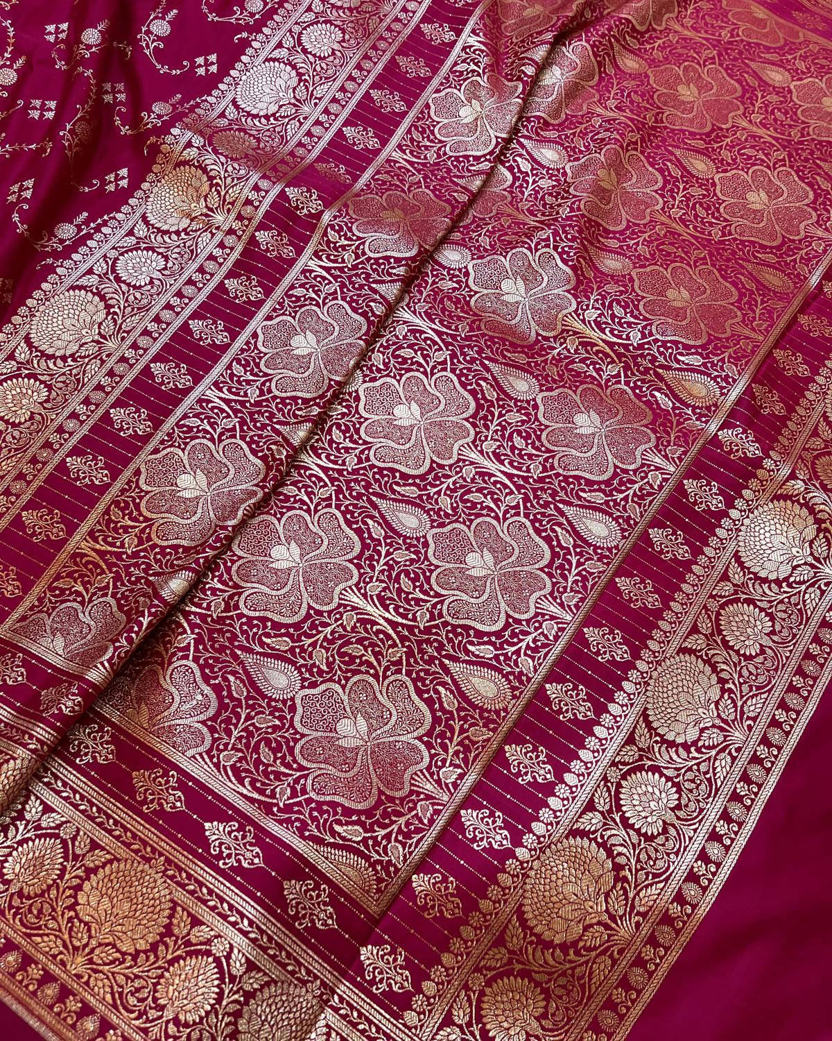 Rani Pink Shades Banarasi Shahi Jaal Mashru Katan Silk Saree