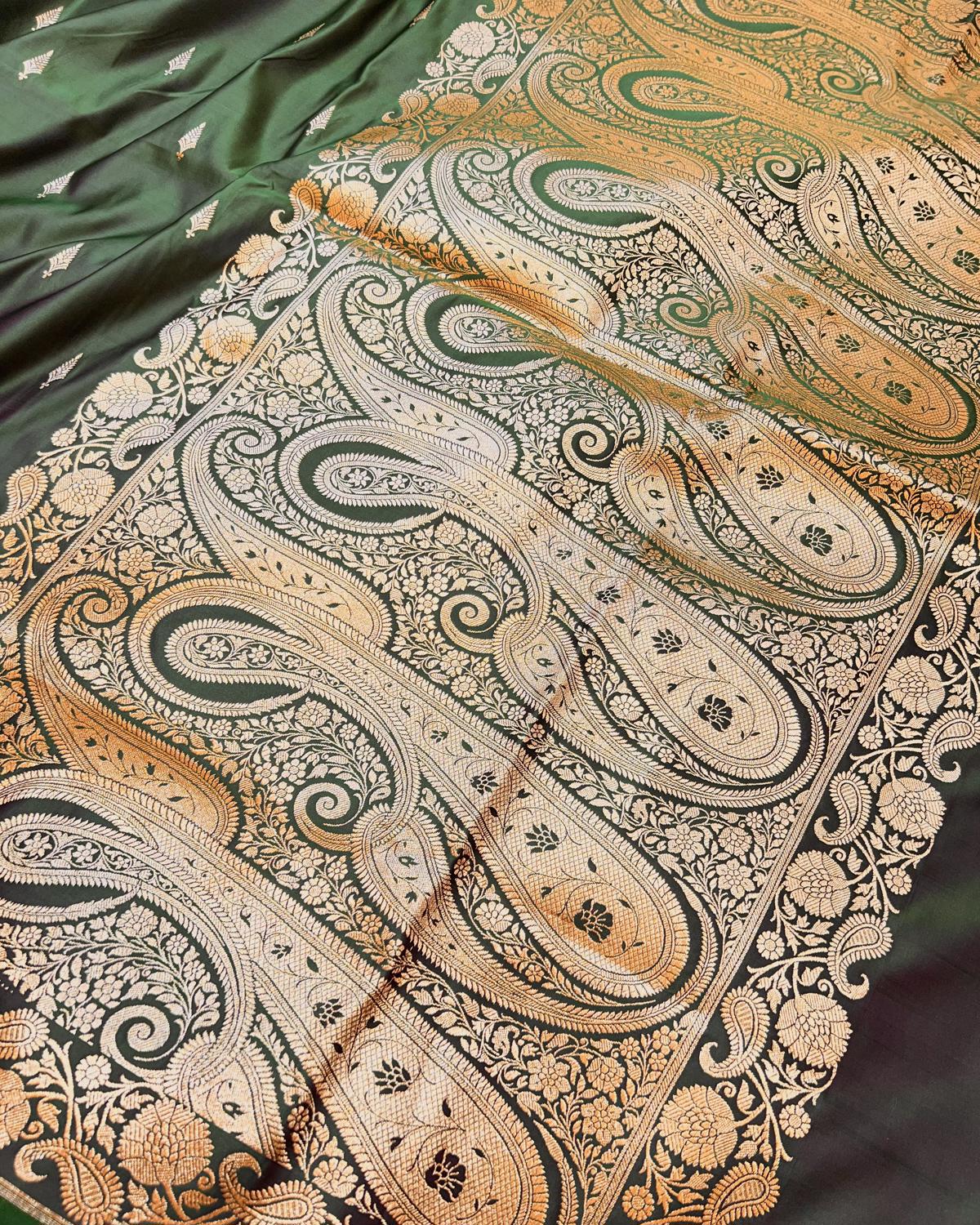 Cross Green with Purple Shades Banarasi Booti Mashru Katan Silk Saree