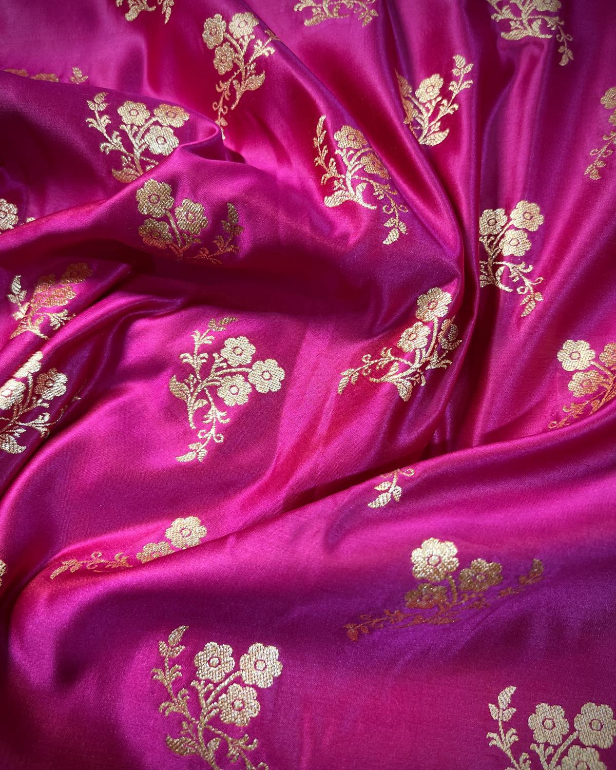 Rani Pink Shades Banarasi Boota Mashru Katan Silk Saree