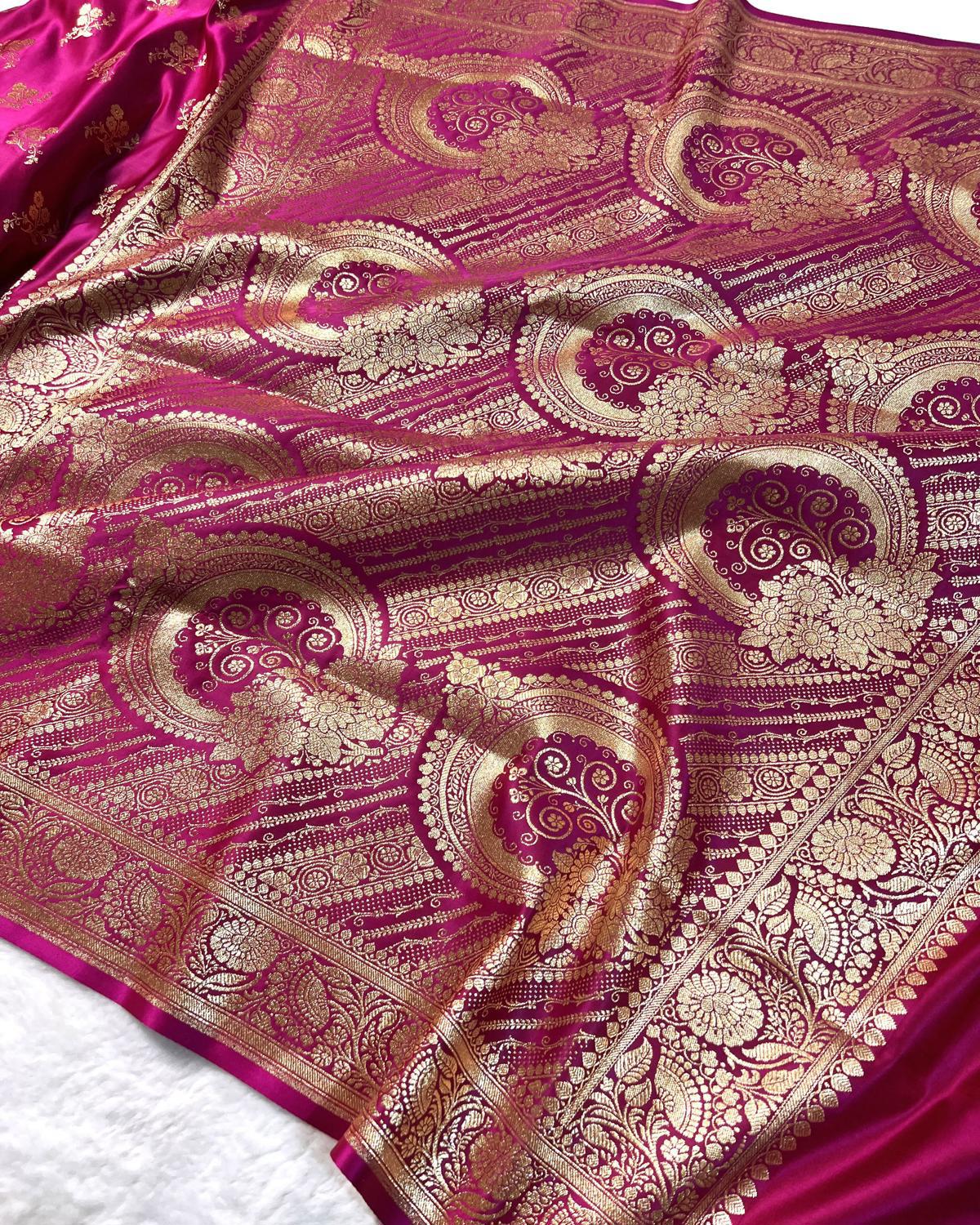 Rani Pink Shades Banarasi Boota Mashru Katan Silk Saree