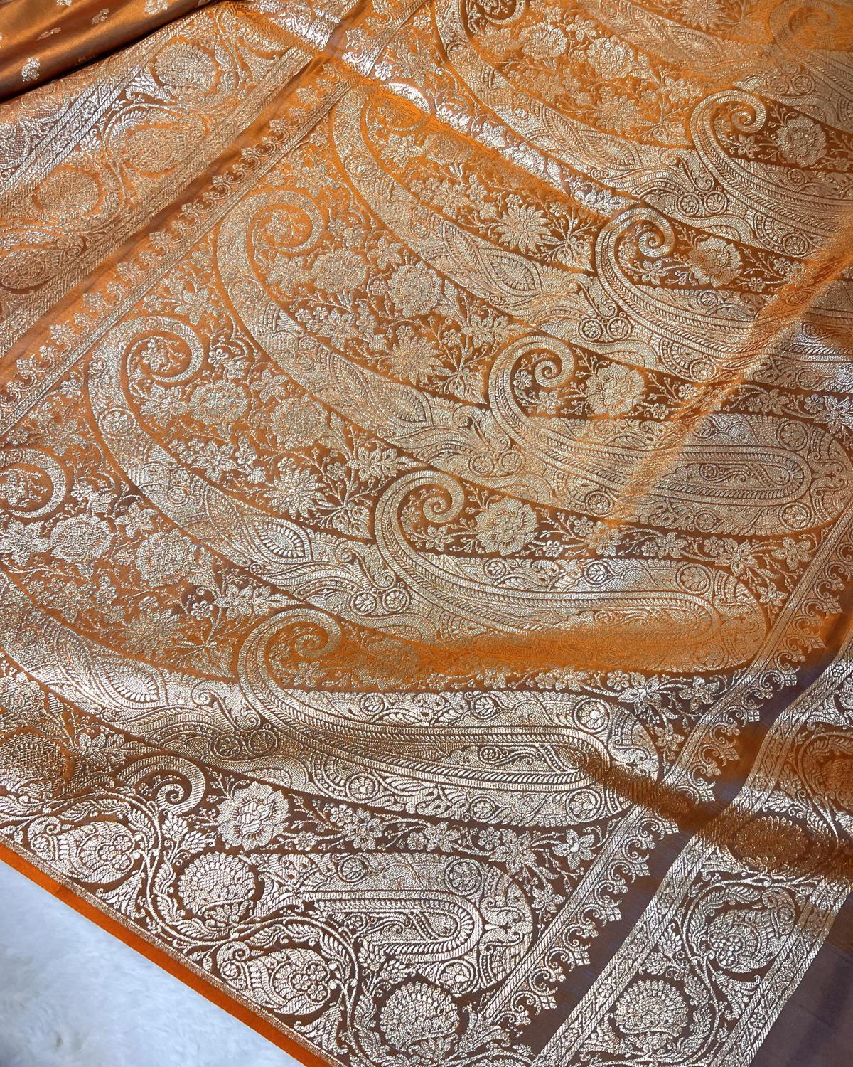 Beautiful Musturd Shades Banarasi Booti Mashru Katan Silk Saree