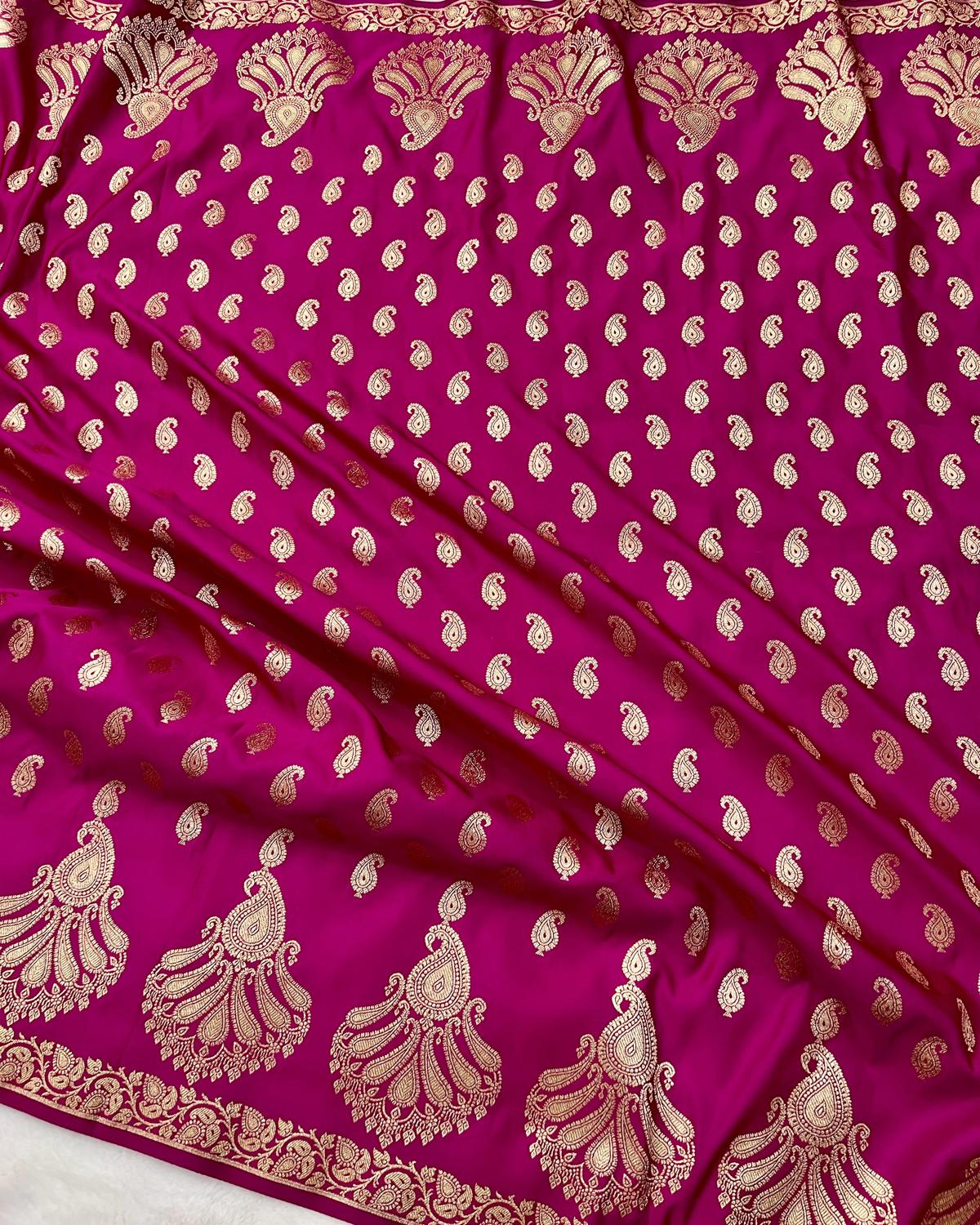 Rani Pink Shades Banarasi Boota Border Katan Silk Saree