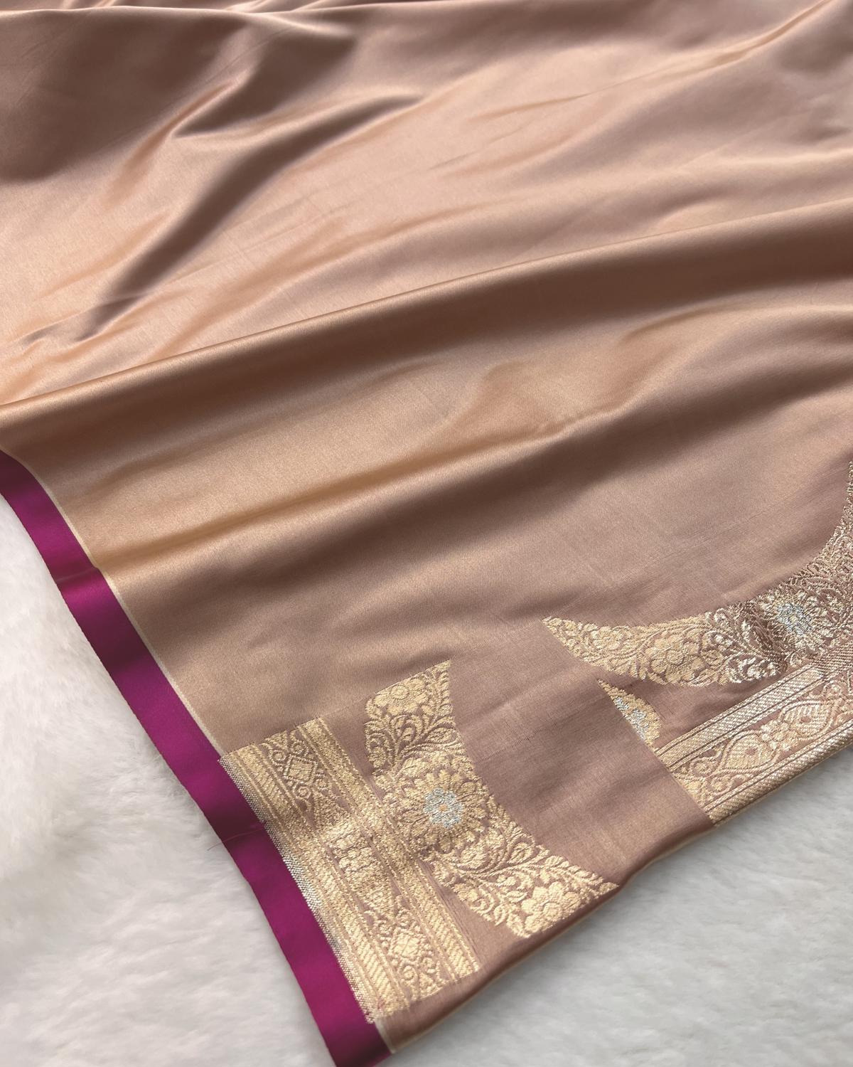 Rosy Brown Shade Banarasi Sona Rupa Striped Katan Silk Saree