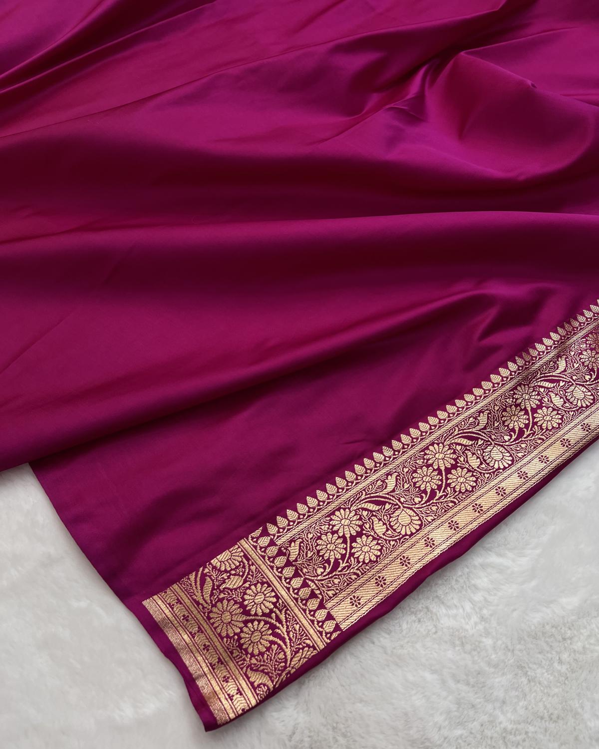 rani pink blouse with gold zari border
