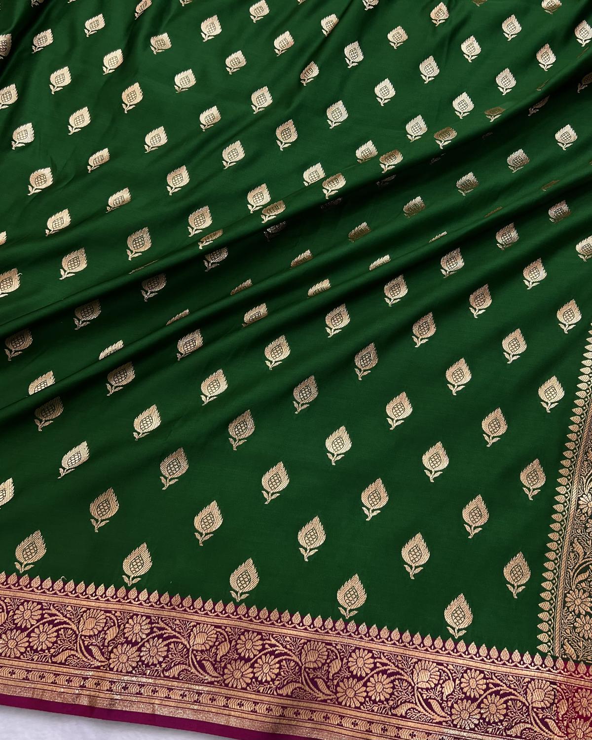wedding saree with all over gold zari buti 