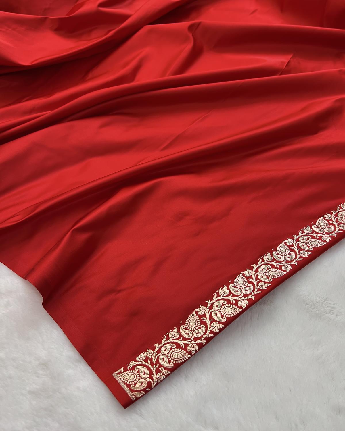Red Shades Banarasi Boota Border Katan Silk Saree