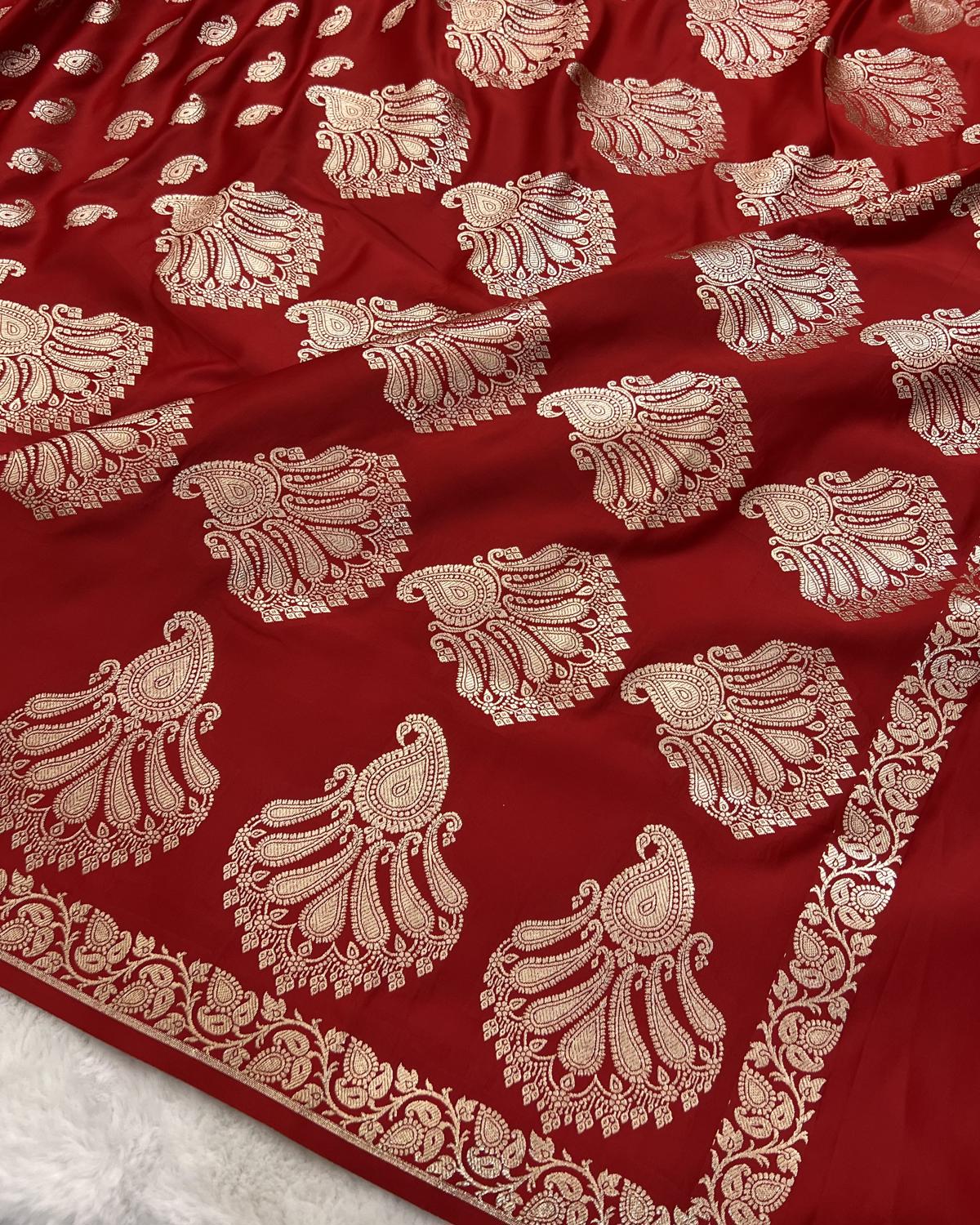 Red Shades Banarasi Boota Border Katan Silk Saree