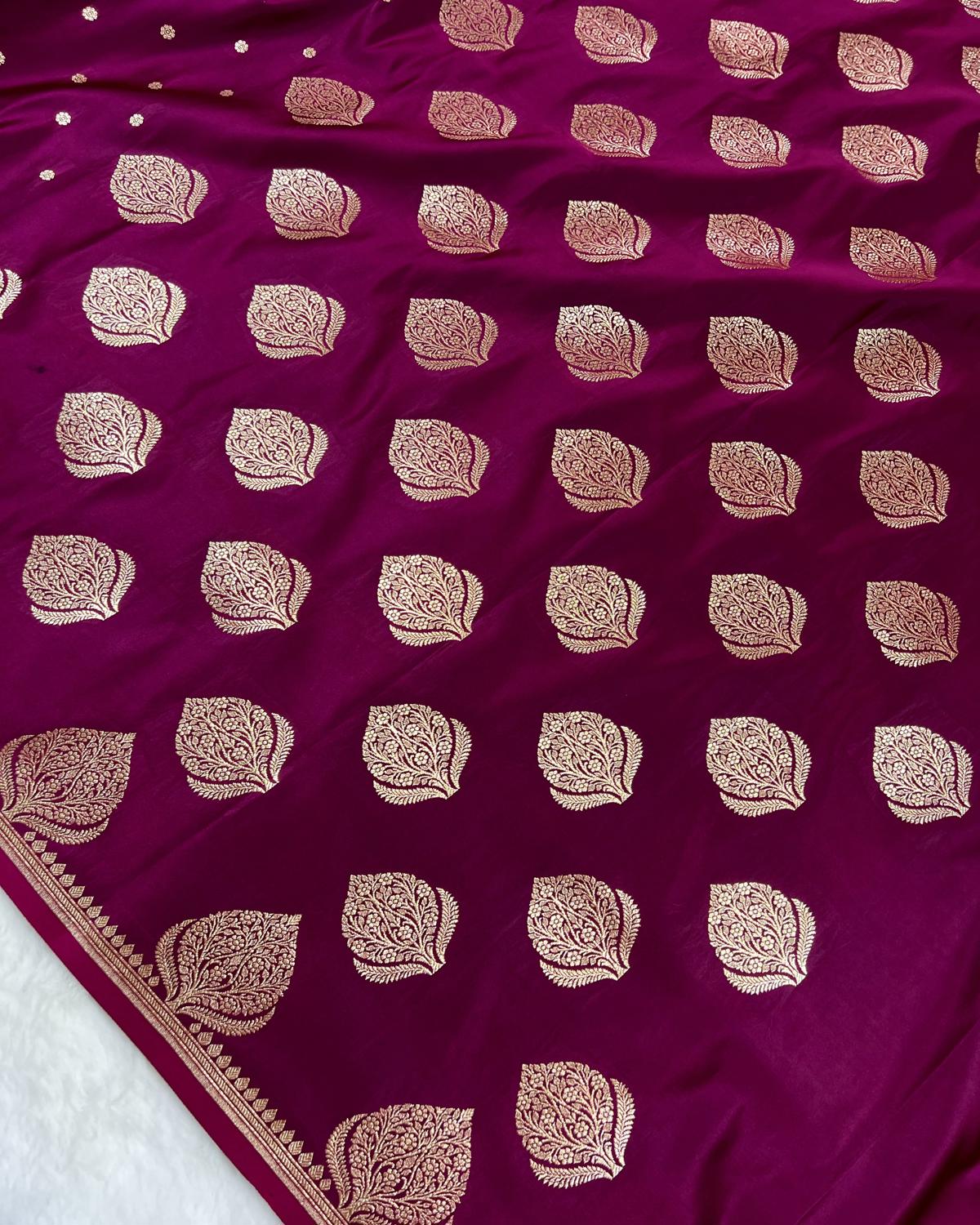 Purple Shades Banarasi Boota Border Mashru Katan Silk Saree