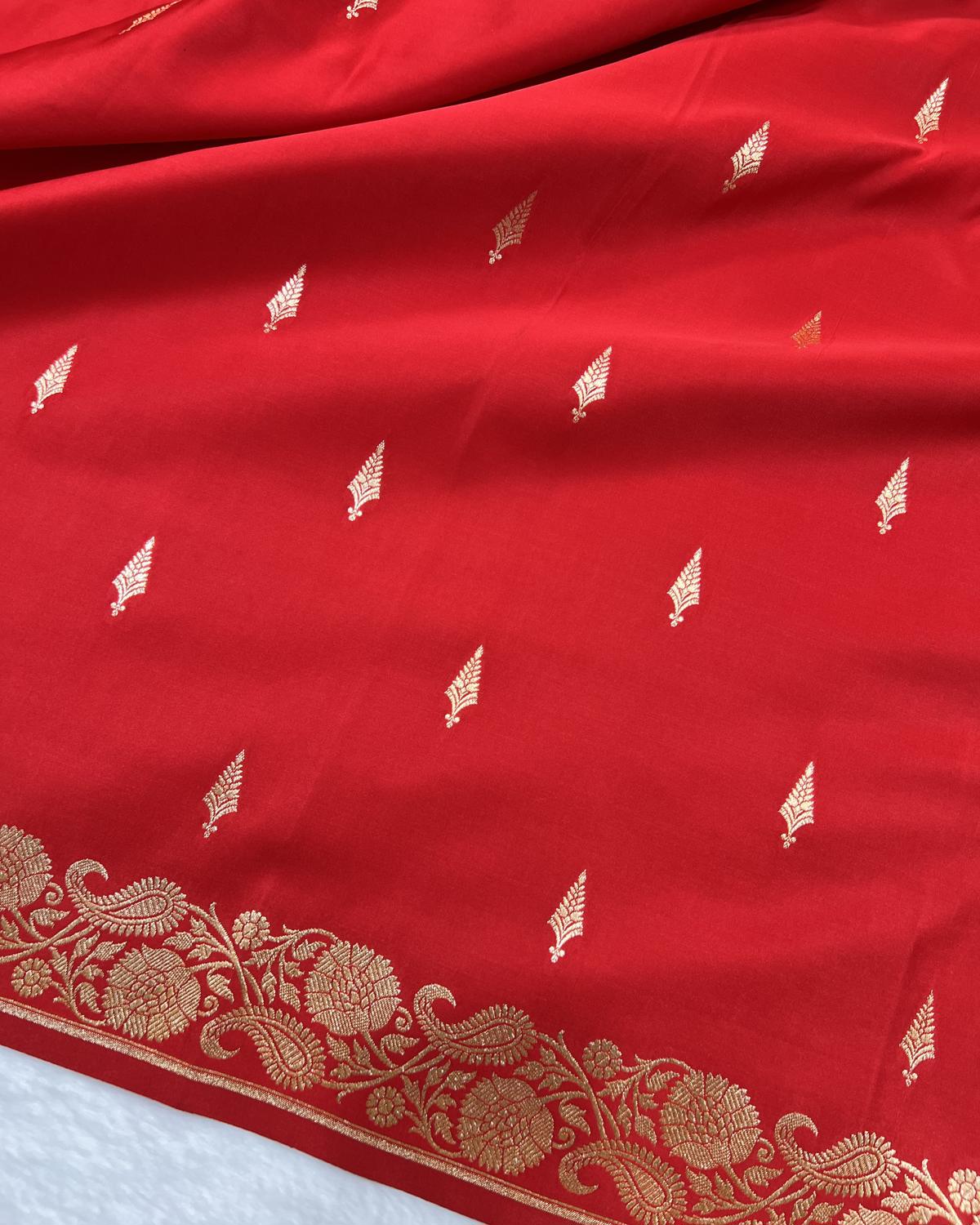 Red Shades Banarasi Booti Mashru Katan Silk Saree