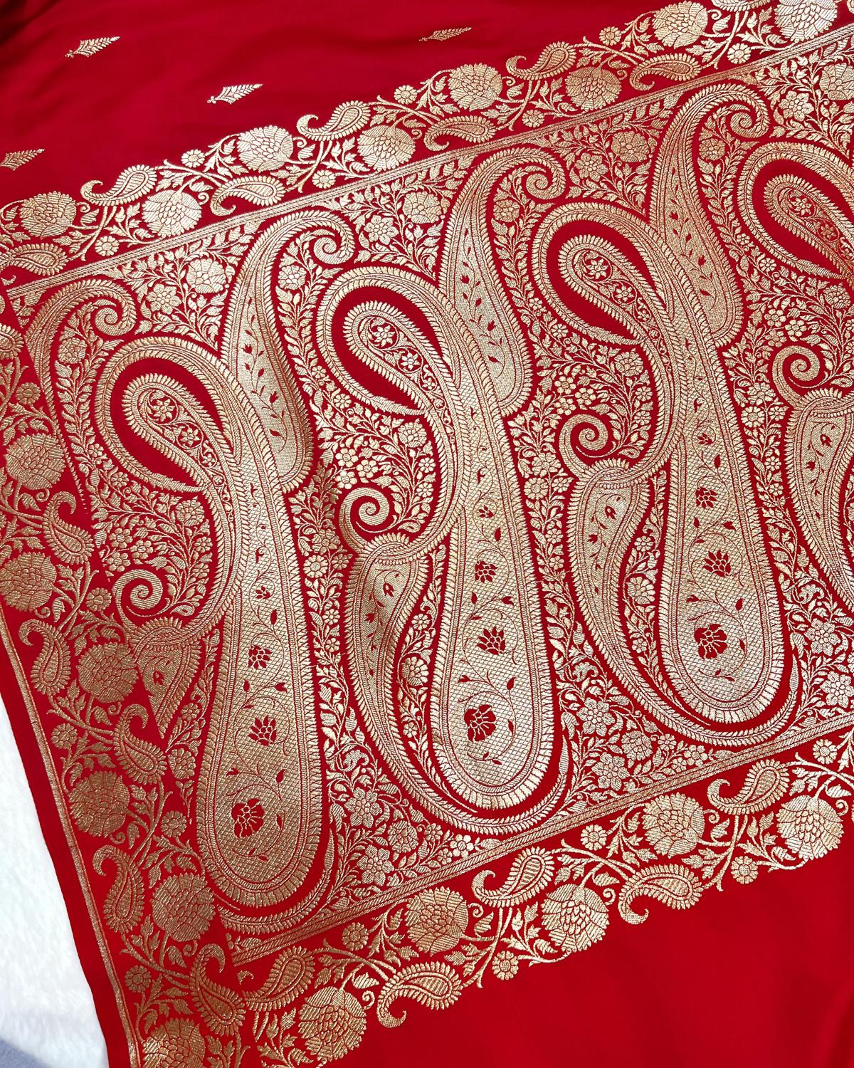 Red Shades Banarasi Booti Mashru Katan Silk Saree