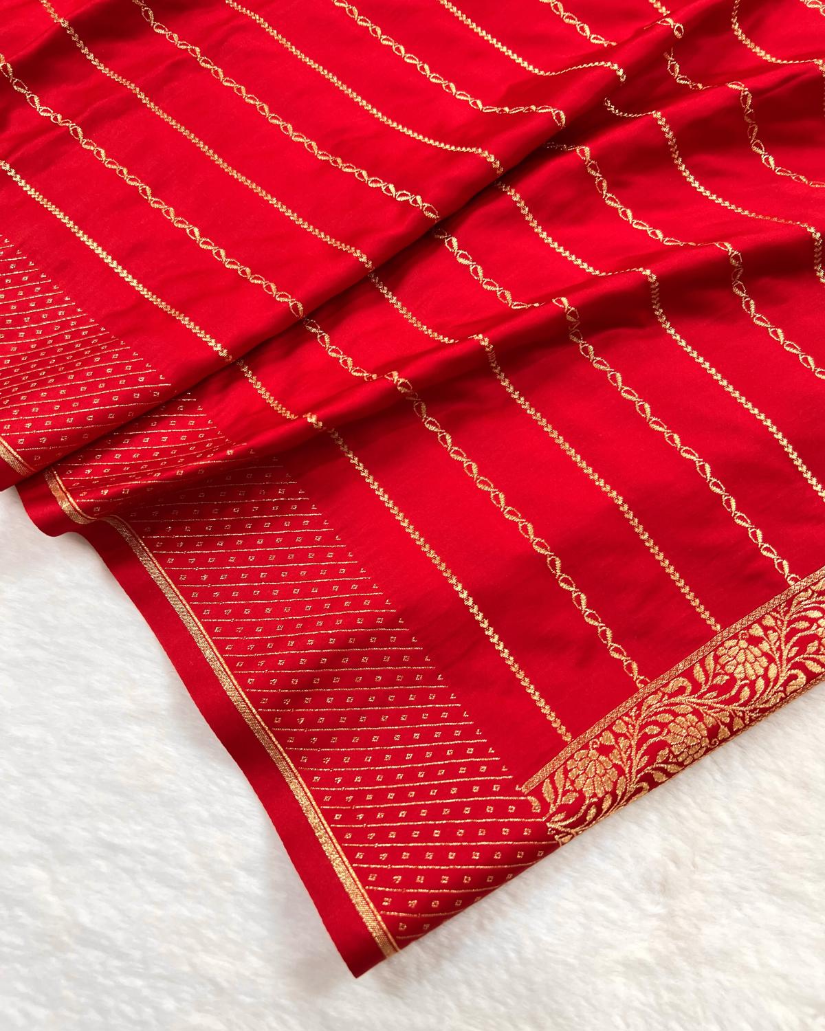 Red Shades Banarasi Booti Mashru Katan Silk Saree