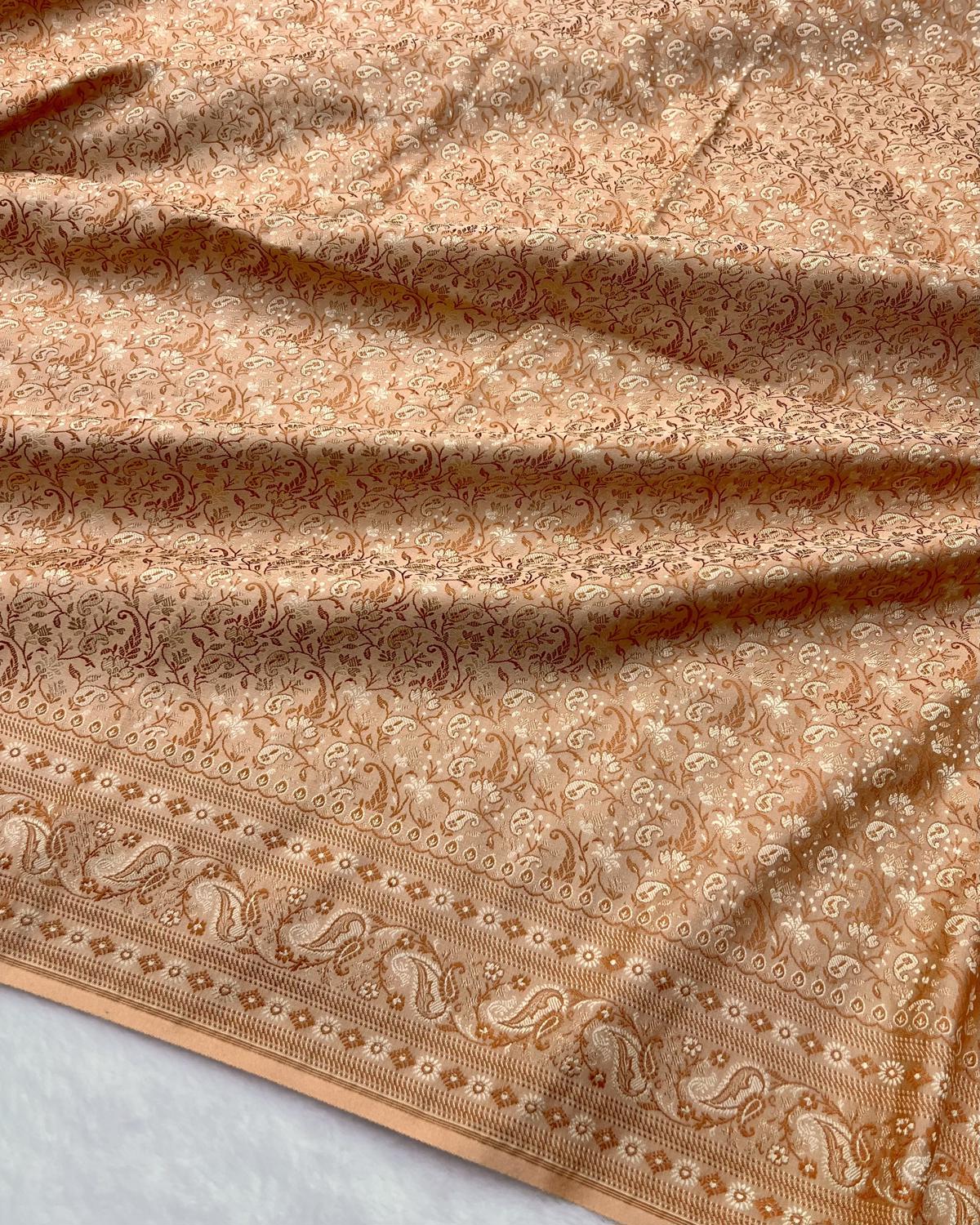Beautiful Tussar Pashmina Floral Jaal Katan Silk Saree